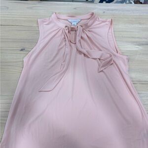 Liz Claiborne Pale Pink Sleeveless Tie-Neck Blouse
